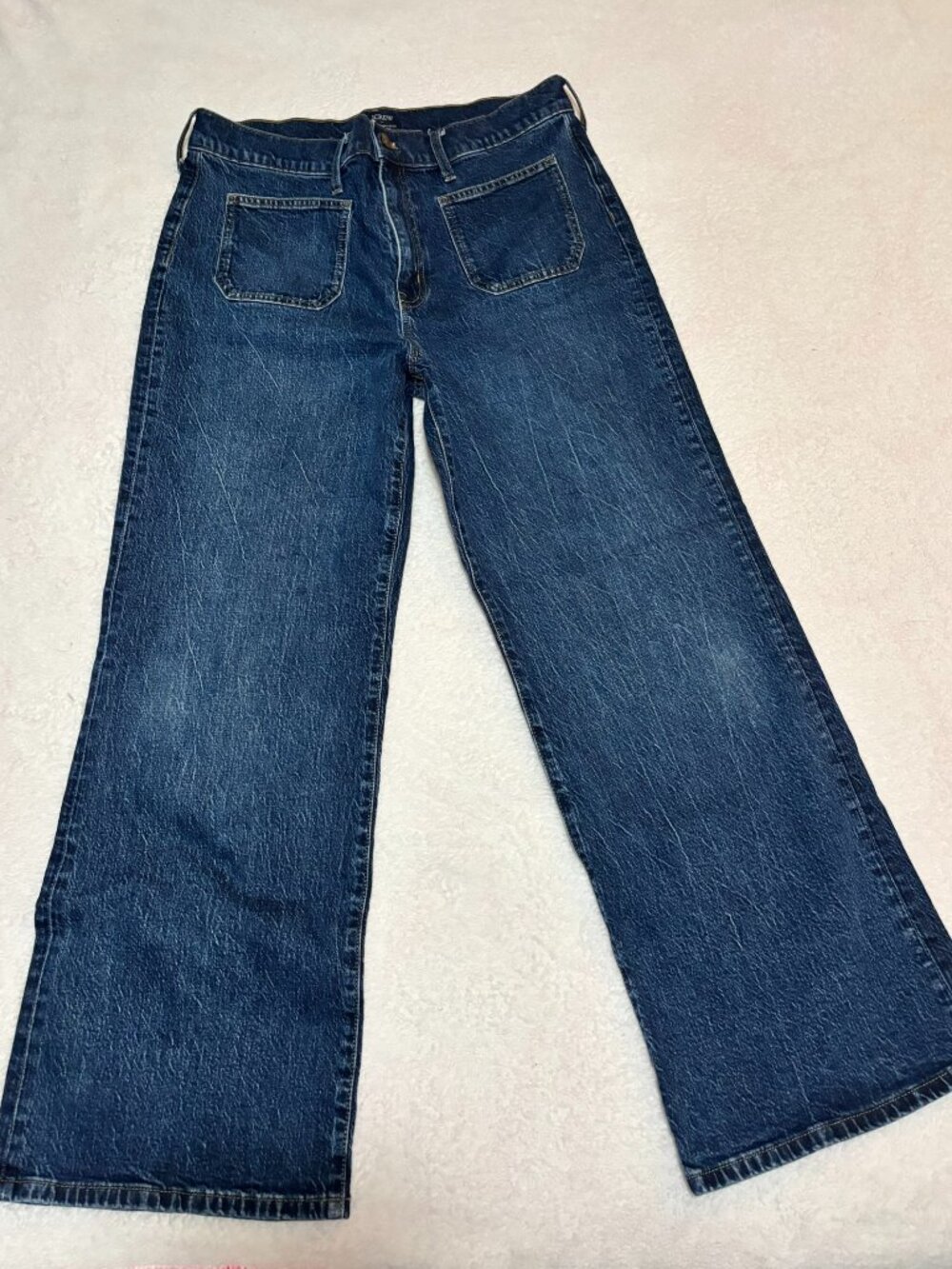 J Crew Full Length Slim Wide Leg Jeans High Rise Dark Wash Size 31